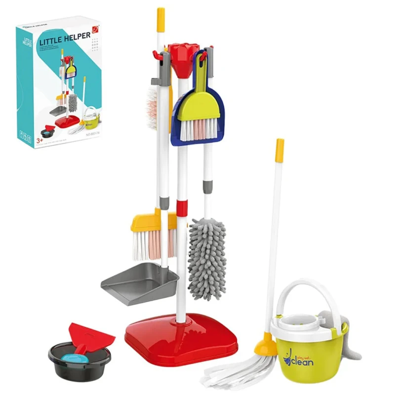 Little Helper 18-Piece Kids Cleaning Toy Set – Pretend Play Broom, Mop, Dustpan & Cleaning Tools - Educational Role-Play Housekeeping Kit for Children - Ages 3+